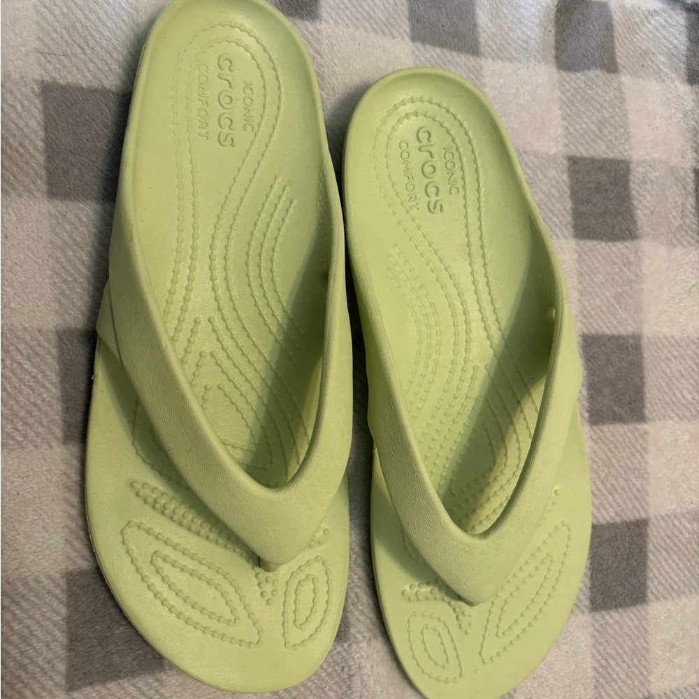 CROCS Lime Green Comfort Slides
